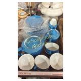 Blue and white teapot and cups set