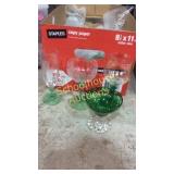 Misc green and clear glass stemware