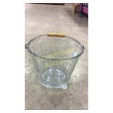 Large glass ice bucket with handle