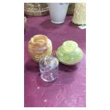 2 small vases and 1one glass bottle
