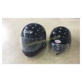 Pair of black helmets