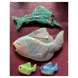 School of fish ceramic and Marlin is epoxy