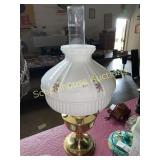 Aladdin Hurricane Lamp gold vase and milk glass