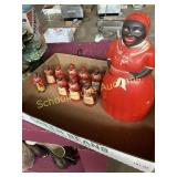 Black Americana cookie jar and spice set with