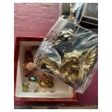 Box mixed jewelry angel pin elephant necklace