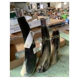 Cow horn candle stick holders