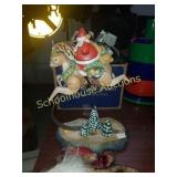 Large santa and reindeer figure. About 18 inches