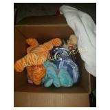 Box of stuffed animal,sweater, and other misc.