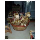 Basket with pair of stuffed camels.
