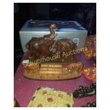 Pair of wooden elephant decor