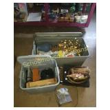 Group of 2 totes of household and record players