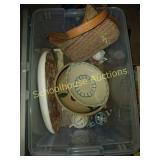 Tote with bowls and teapots and purse