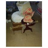 Doll chair and table and magazine