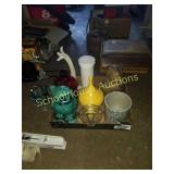 Flat of glassware and collectibles