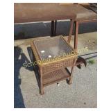 Wicker and glass table