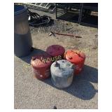 Group of metal gas cans