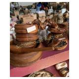 Wood salad set a candle holder and bottle opener