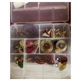 Box of mixed jewelry earrings brooches and pins
