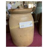 Pottery container with chipped lid no maker mark