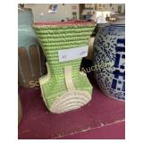Flower vase green and tan