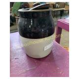 Pottery canister with lid small chips on lid