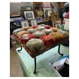 Vintage foot stool with coat hook legs