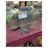 Blue and clear large Ball jars x3