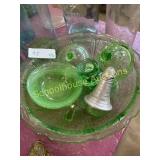 Green depression glass salad bowl fruit bowls