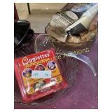 Two glass punch bowls with some cups and