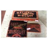 3 advertising wood crate end pieces. National