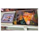 2 paintings. People signed Phillips. Vase signed