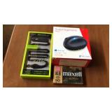 Electronics lot. Car charger, mouse, cassette