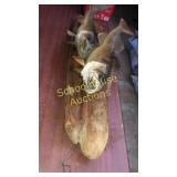 2 fish mounted on large driftwood overall approx