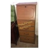 Wood storage with pull down top and 4 drawers