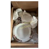 set of ribbon ceramic plates & cups