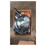 box of miscellaneous cookware and other items