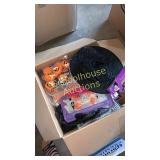 box of miscellaneous halloween things