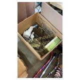 box of miscellaneous decorations and such