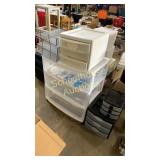 assorted storage shelves & drawers