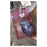 2 cabinet doors, towel ring, & blue basket box