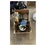 casserole dishes, large glass jar, cups, and