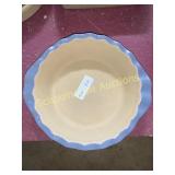 Pampered Chef fluted pie plate with blue trim