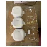 Blue flower Corning Ware dishes x 4 with lids