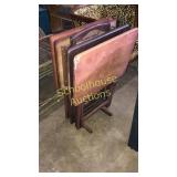 TV trays & stand. Various shades of brown