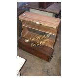 Wood lot. Old toolbox. Unfinished (stripped) wall