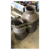 2 metal milk cans. Small is stamped Ogden