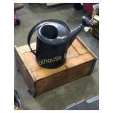 Metal Watering can & wood box