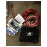 Audio lot. Massive 800w mono block amp, wire, etc