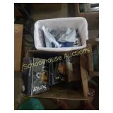 Group if glassware and serving dishes and letter