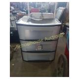 3 drawer plastic storage and bonus stool